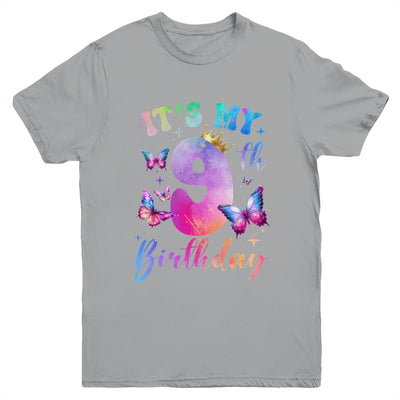 Its My 9th Birthday Girls Butterfly Theme Party 9 Year Old Youth Shirt | siriusteestore