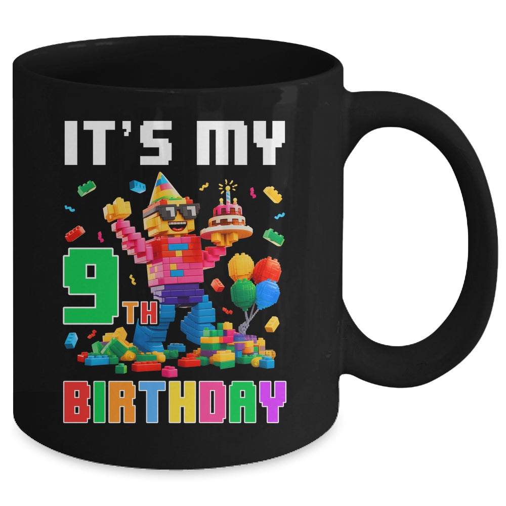 Its My 9th Nine Birthday Building Brick 9 Nine Old Boys Mug | siriusteestore