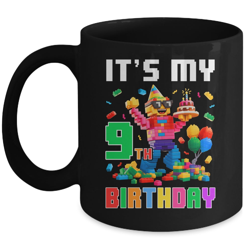 Its My 9th Nine Birthday Building Brick 9 Nine Old Boys Mug | siriusteestore
