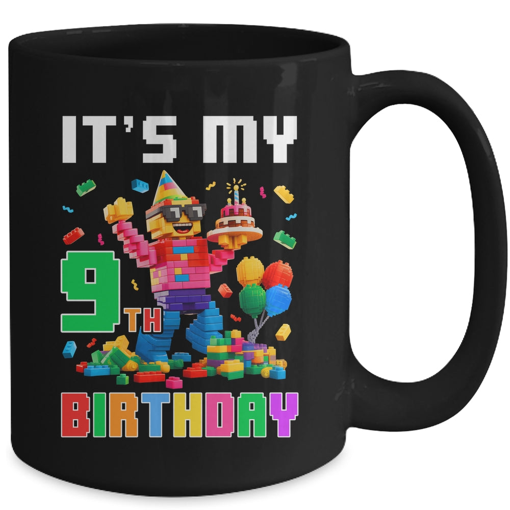 Its My 9th Nine Birthday Building Brick 9 Nine Old Boys Mug | siriusteestore