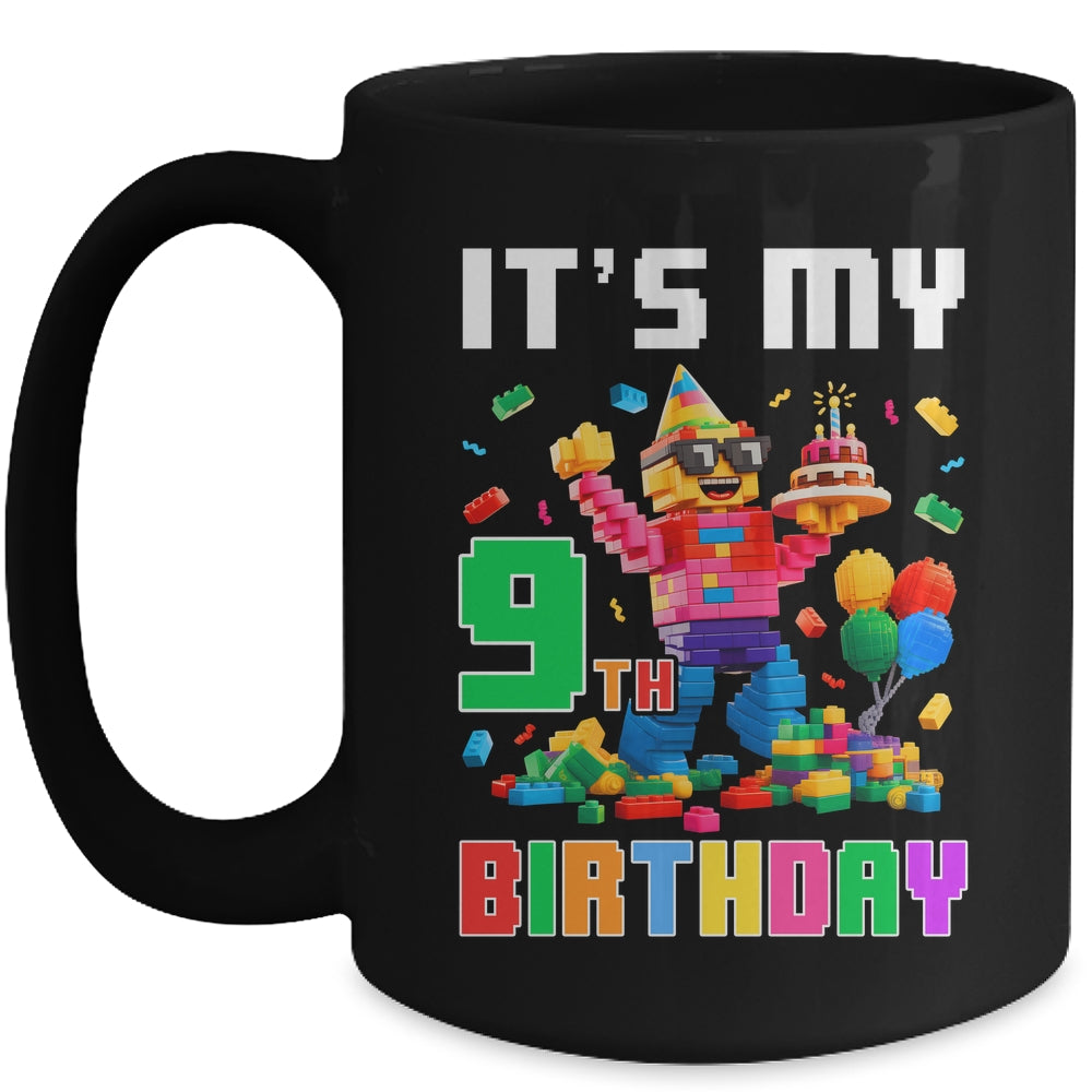 Its My 9th Nine Birthday Building Brick 9 Nine Old Boys Mug | siriusteestore