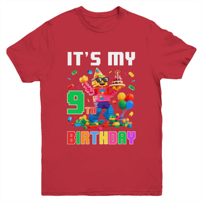Its My 9th Nine Birthday Building Brick 9 Nine Old Boys Youth Shirt | siriusteestore