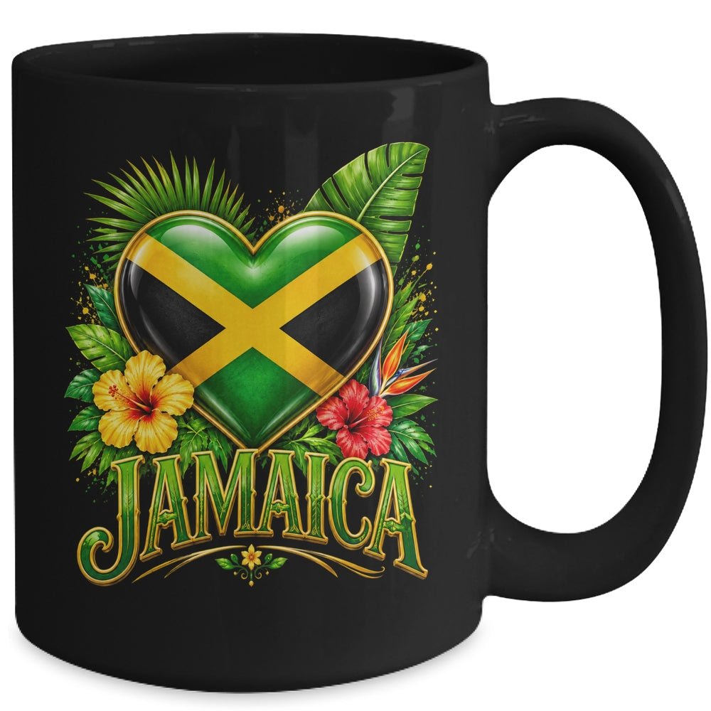 Jamaica Flag Heart Watercolors Jamaican Vacation Men Women Mug | siriusteestore