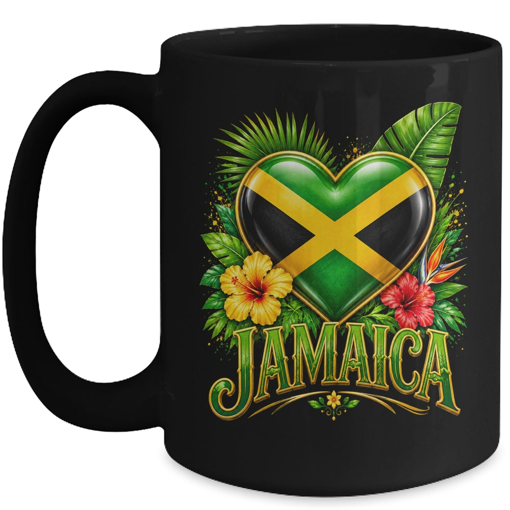 Jamaica Flag Heart Watercolors Jamaican Vacation Men Women Mug | siriusteestore