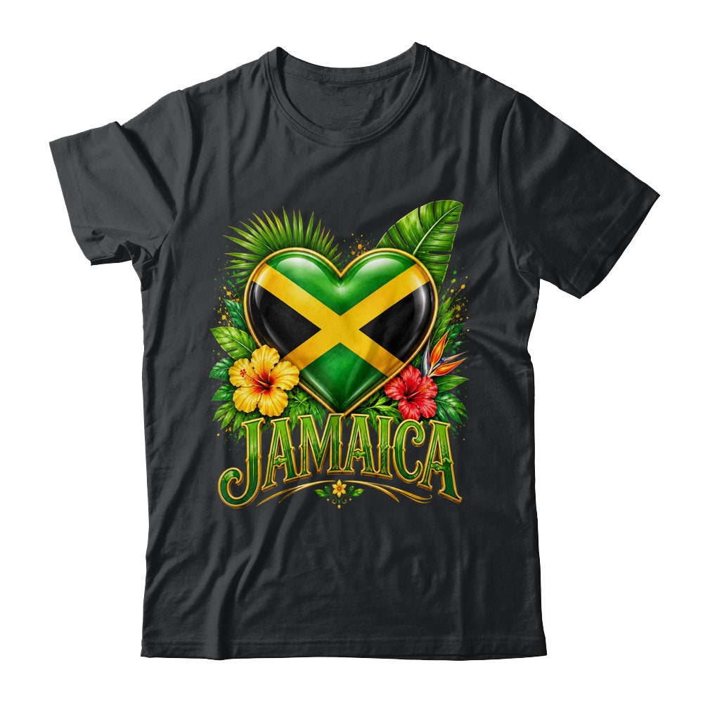 Jamaica Flag Heart Watercolors Jamaican Vacation Men Women Shirt & Tank Top | siriusteestore