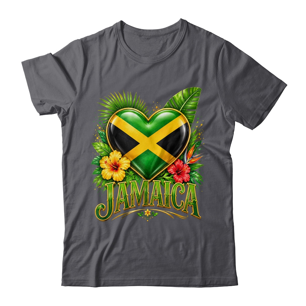 Jamaica Flag Heart Watercolors Jamaican Vacation Men Women Shirt & Tank Top | siriusteestore