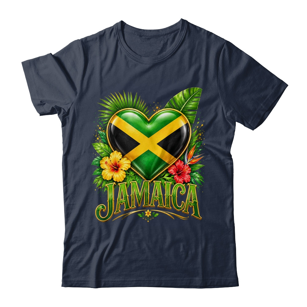Jamaica Flag Heart Watercolors Jamaican Vacation Men Women Shirt & Tank Top | siriusteestore