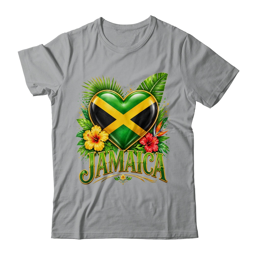 Jamaica Flag Heart Watercolors Jamaican Vacation Men Women Shirt & Tank Top | siriusteestore