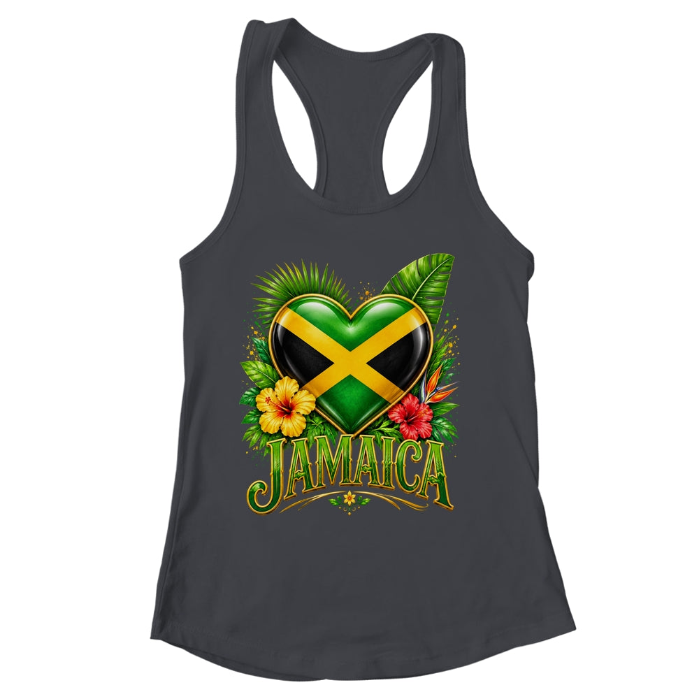 Jamaica Flag Heart Watercolors Jamaican Vacation Men Women Shirt & Tank Top | siriusteestore