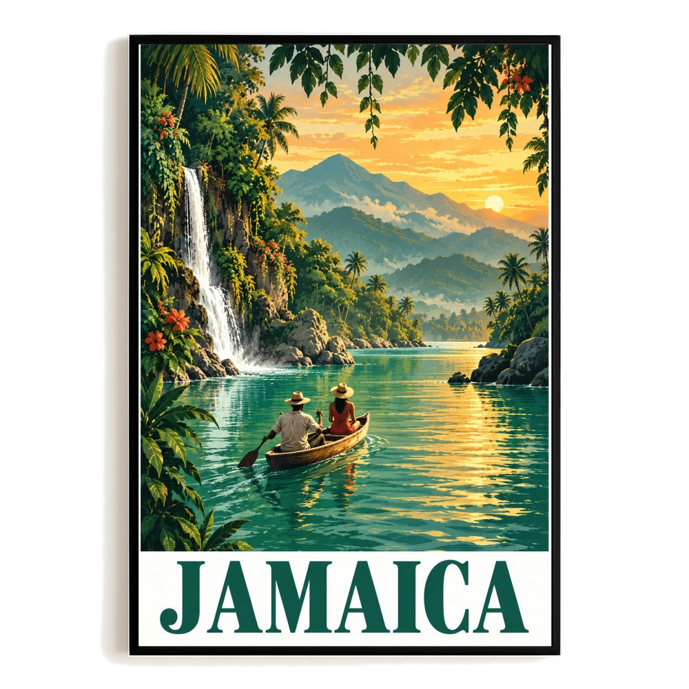 Jamaica Tropical River Jungle Travel Poster Vintage Caribbean Island Wall Art Print Nature Landscape Decor For Home Living Room Office Bedroom Souvenir Gift Unframed | siriusteestore