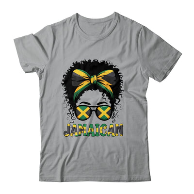 Jamaican Girl Jamaica Flag Pride Black Woman Afro Messy Bun Shirt & Tank Top | siriusteestore