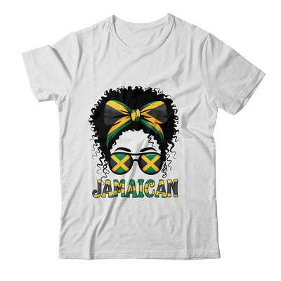 Jamaican Girl Jamaica Flag Pride Black Woman Afro Messy Bun Shirt & Tank Top | siriusteestore