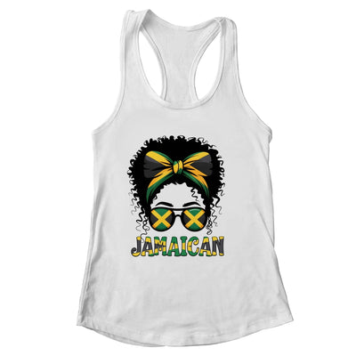 Jamaican Girl Jamaica Flag Pride Black Woman Afro Messy Bun Shirt & Tank Top | siriusteestore
