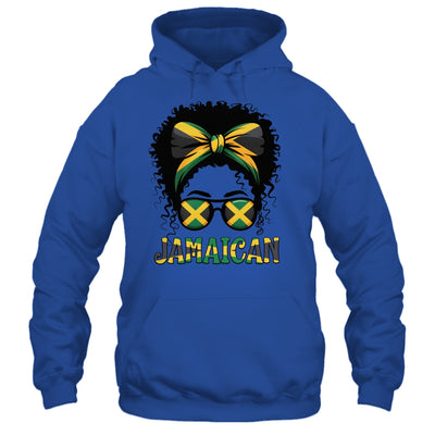 Jamaican Girl Jamaica Flag Pride Black Woman Afro Messy Bun Shirt & Tank Top | siriusteestore