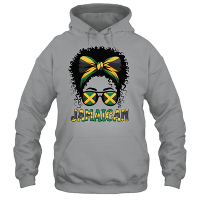 Jamaican Girl Jamaica Flag Pride Black Woman Afro Messy Bun Shirt & Tank Top | siriusteestore