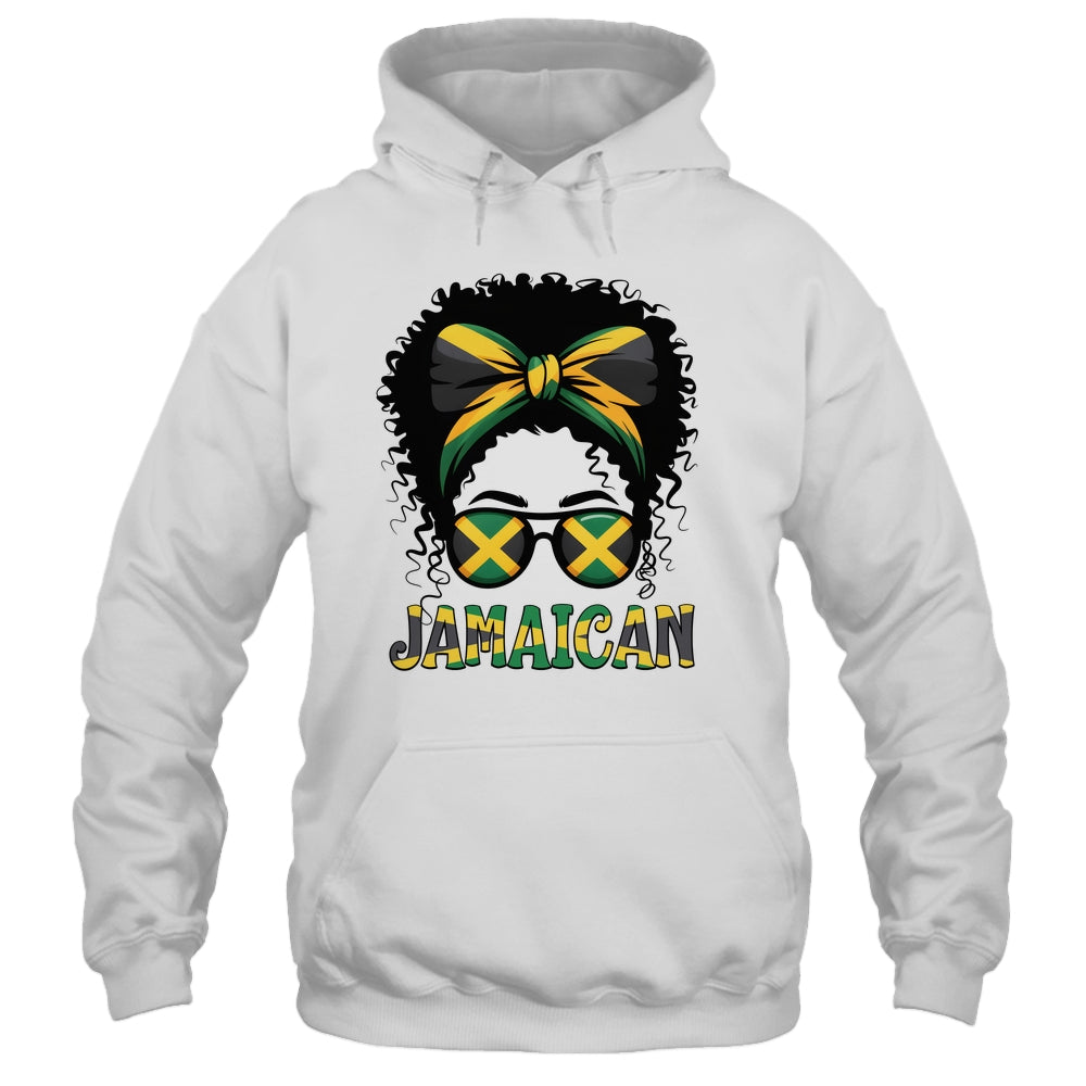 Jamaican Girl Jamaica Flag Pride Black Woman Afro Messy Bun Shirt & Tank Top | siriusteestore