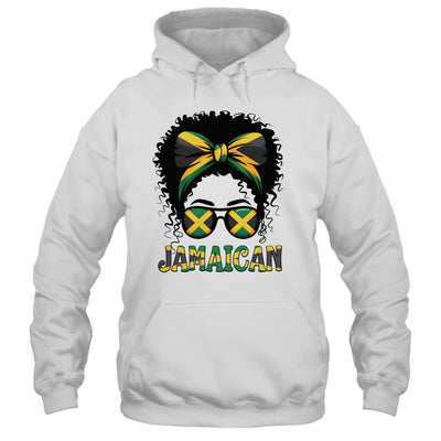 Jamaican Girl Jamaica Flag Pride Black Woman Afro Messy Bun Shirt & Tank Top | siriusteestore