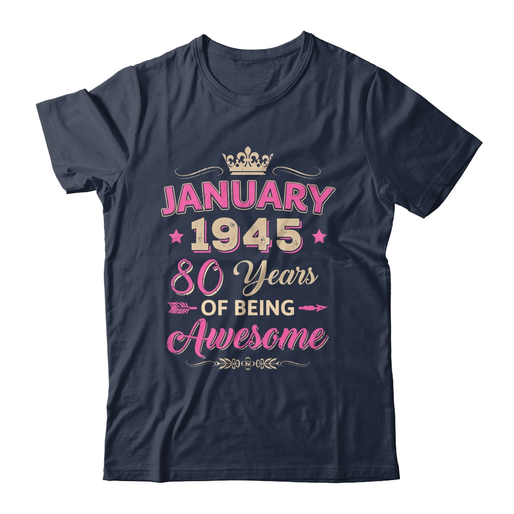 January 1945 80 Years Of Being Awesome Retro 80th Birthday Shirt & Tank Top | siriusteestore