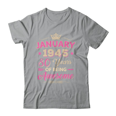 January 1945 80 Years Of Being Awesome Retro 80th Birthday Shirt & Tank Top | siriusteestore