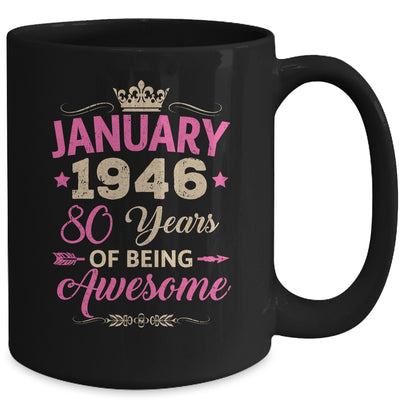 January 1946 80 Years Of Being Awesome Retro 80th Birthday Mug | siriusteestore