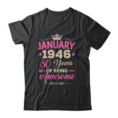 January 1946 80 Years Of Being Awesome Retro 80th Birthday Shirt & Tank Top | siriusteestore