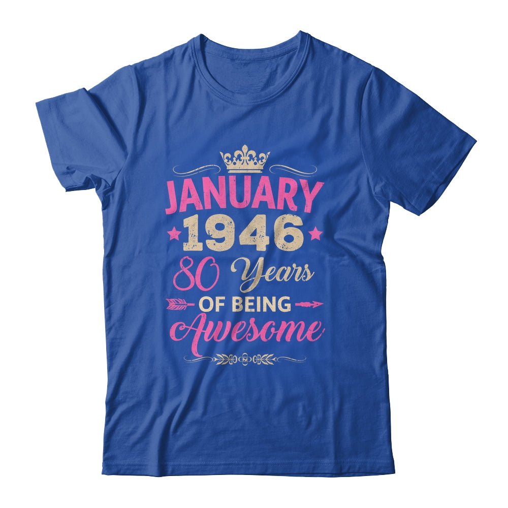 January 1946 80 Years Of Being Awesome Retro 80th Birthday Shirt & Tank Top | siriusteestore