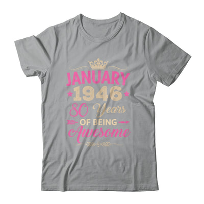 January 1946 80 Years Of Being Awesome Retro 80th Birthday Shirt & Tank Top | siriusteestore