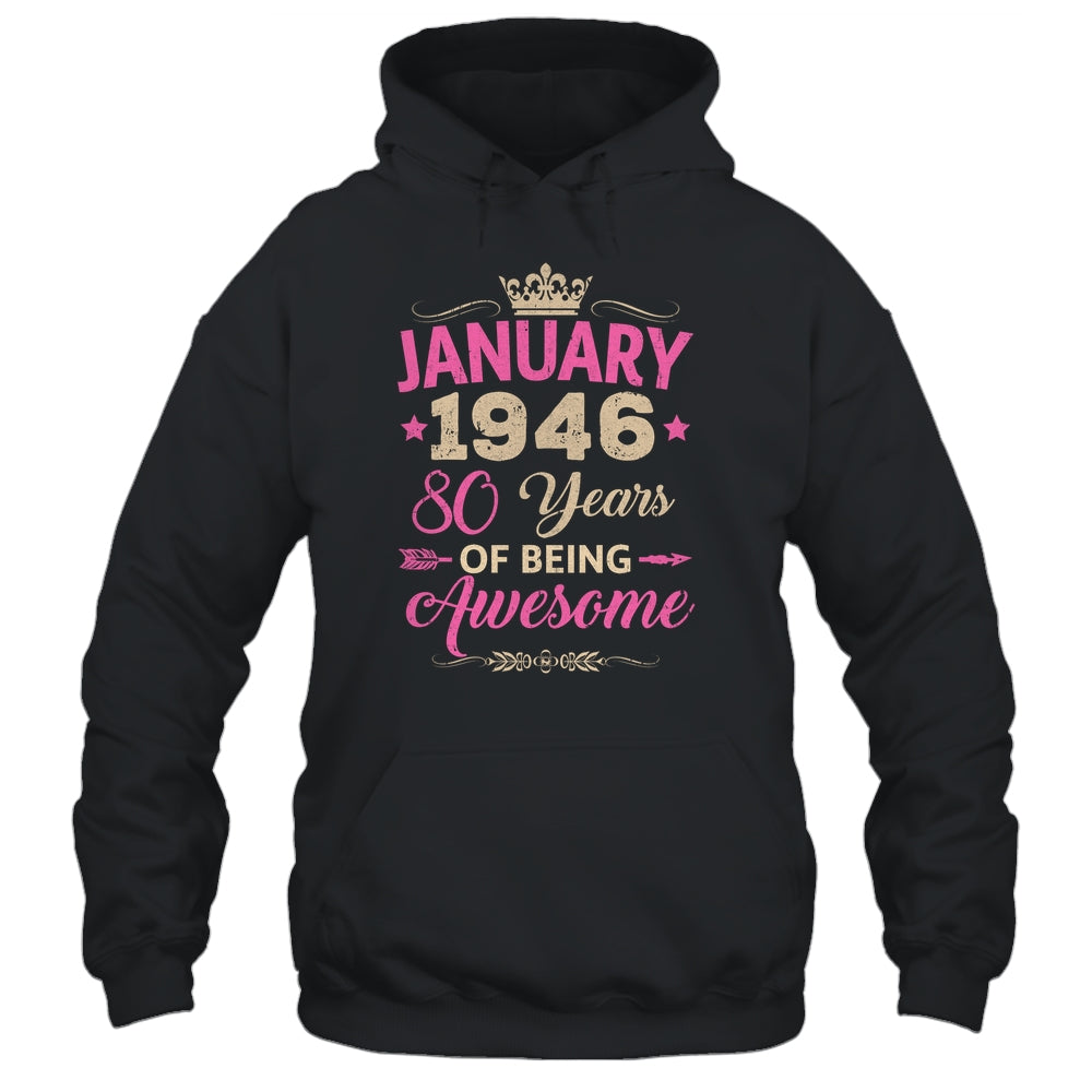 January 1946 80 Years Of Being Awesome Retro 80th Birthday Shirt & Tank Top | siriusteestore