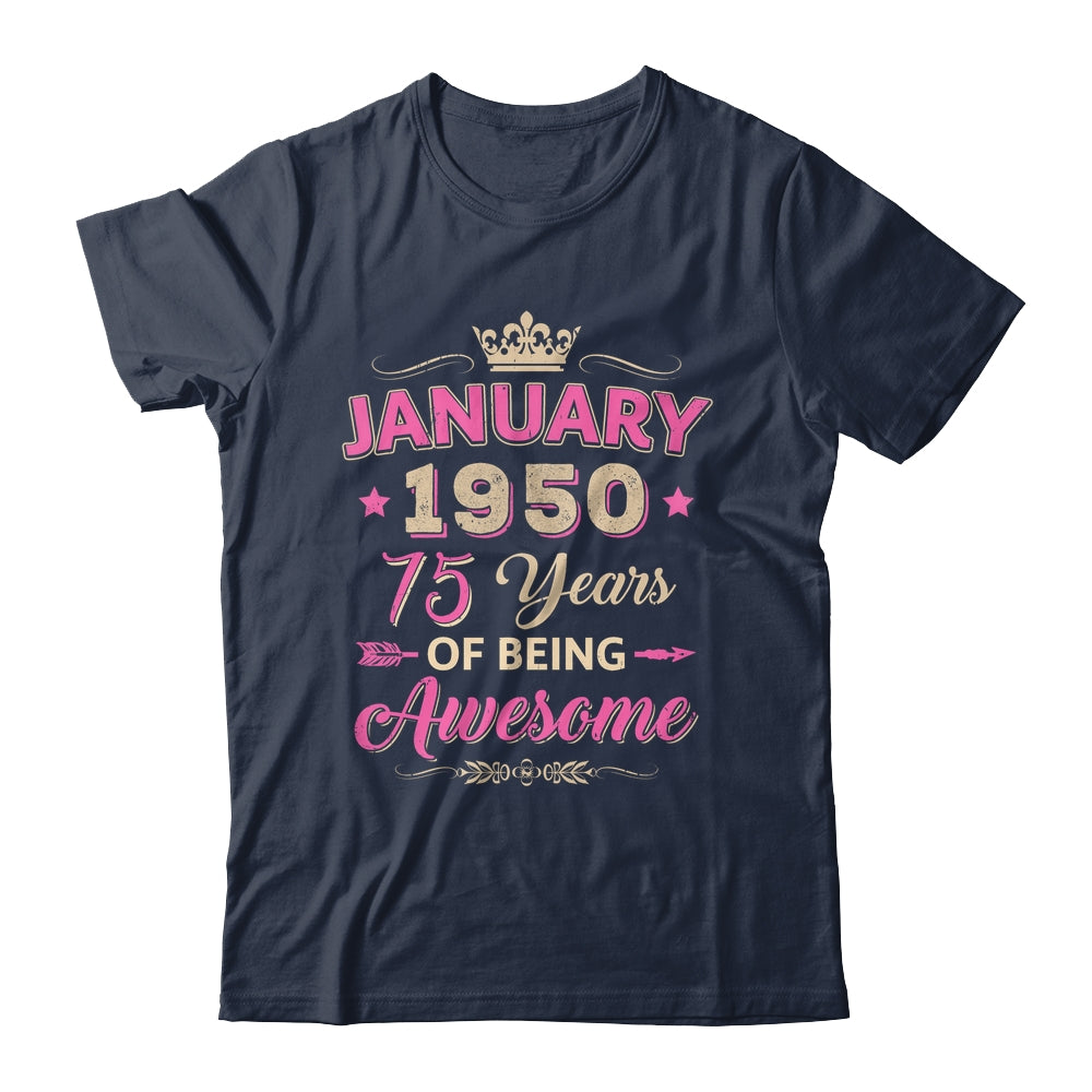 January 1950 75 Years Of Being Awesome Retro 75th Birthday Shirt & Tank Top | siriusteestore