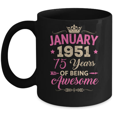 January 1951 75 Years Of Being Awesome Retro 75th Birthday Mug | siriusteestore