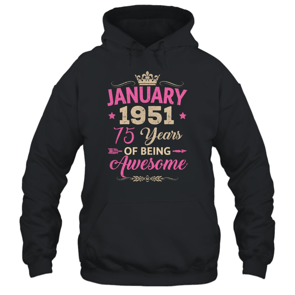 January 1951 75 Years Of Being Awesome Retro 75th Birthday Shirt & Tank Top | siriusteestore