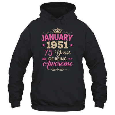 January 1951 75 Years Of Being Awesome Retro 75th Birthday Shirt & Tank Top | siriusteestore
