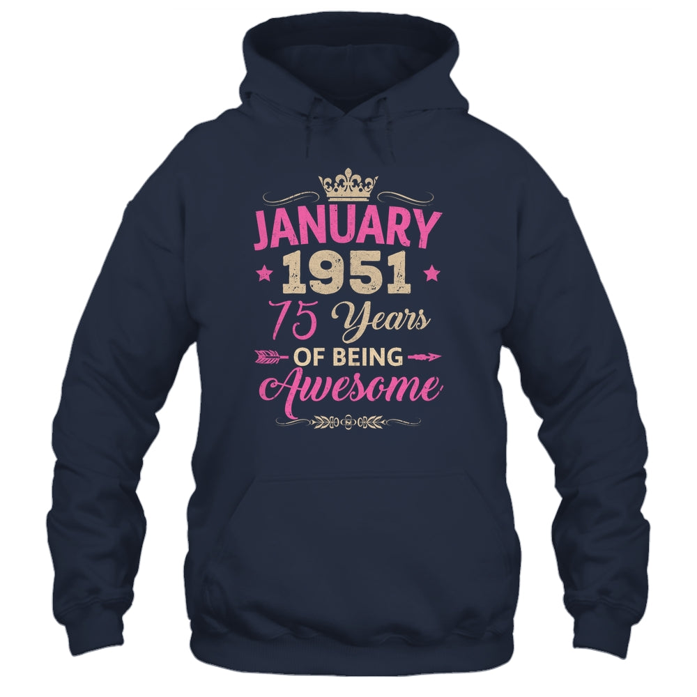 January 1951 75 Years Of Being Awesome Retro 75th Birthday Shirt & Tank Top | siriusteestore