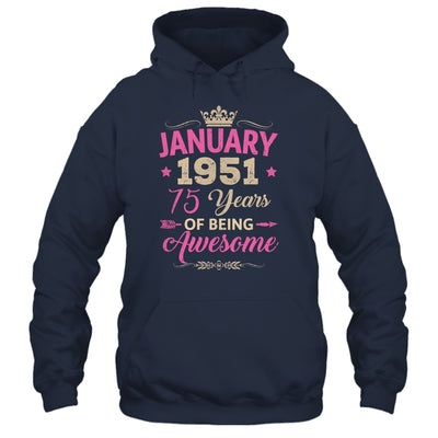 January 1951 75 Years Of Being Awesome Retro 75th Birthday Shirt & Tank Top | siriusteestore
