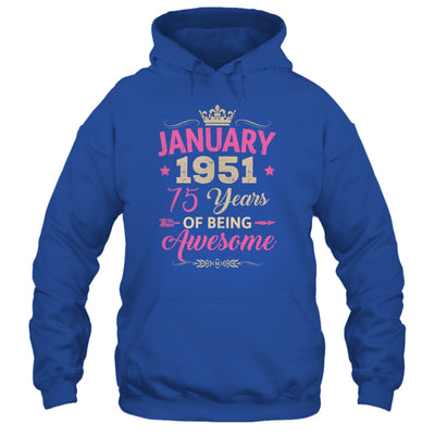 January 1951 75 Years Of Being Awesome Retro 75th Birthday Shirt & Tank Top | siriusteestore