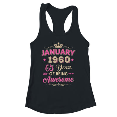 January 1960 65 Years Of Being Awesome Retro 65th Birthday Shirt & Tank Top | siriusteestore