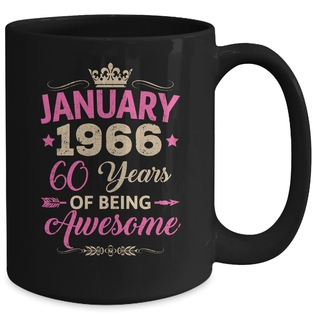 January 1966 60 Years Of Being Awesome Retro 60th Birthday Mug | siriusteestore