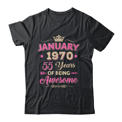 January 1970 55 Years Of Being Awesome Retro 55th Birthday Shirt & Tank Top | siriusteestore