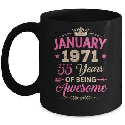January 1971 55 Years Of Being Awesome Retro 55th Birthday Mug | siriusteestore