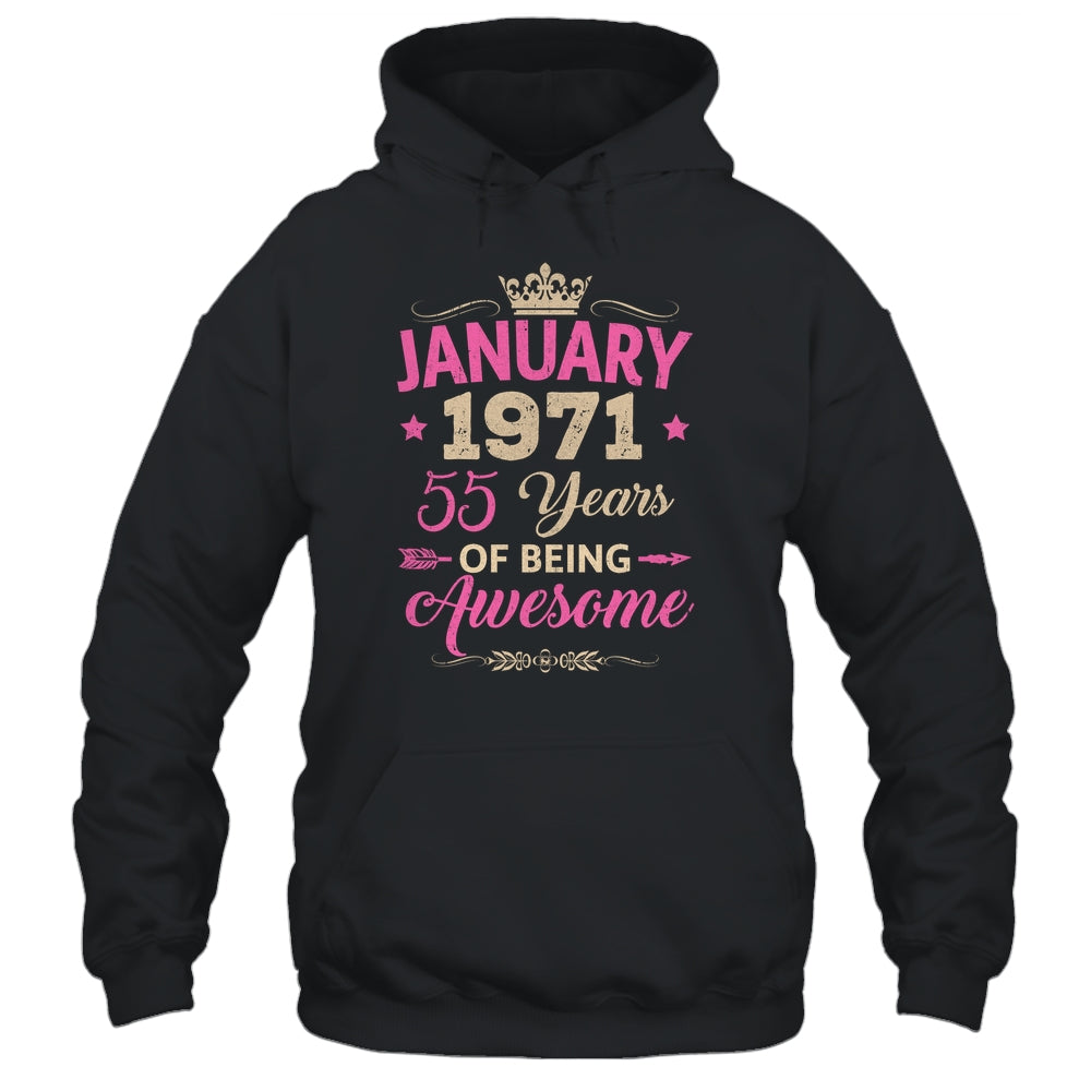 January 1971 55 Years Of Being Awesome Retro 55th Birthday Shirt & Tank Top | siriusteestore