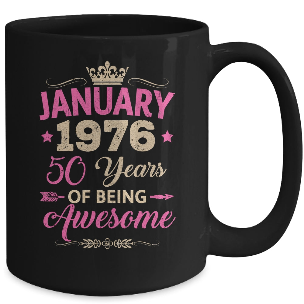 January 1976 50 Years Of Being Awesome Retro 50th Birthday Mug | siriusteestore