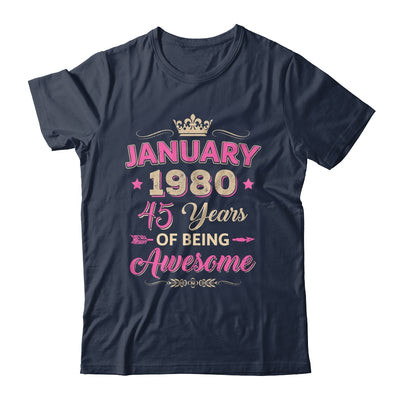 January 1980 45 Years Of Being Awesome Retro 45th Birthday Shirt & Tank Top | siriusteestore