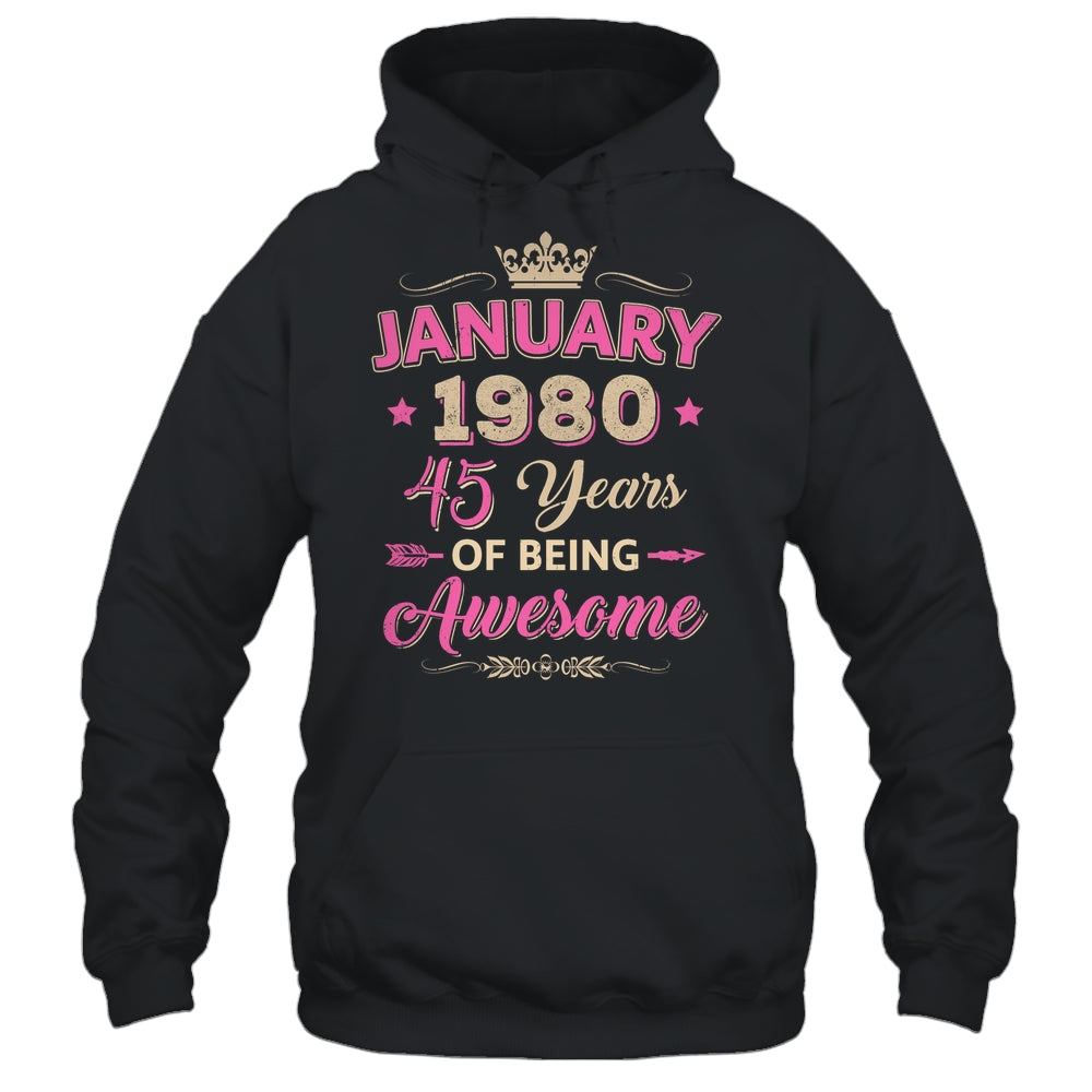 January 1980 45 Years Of Being Awesome Retro 45th Birthday Shirt & Tank Top | siriusteestore