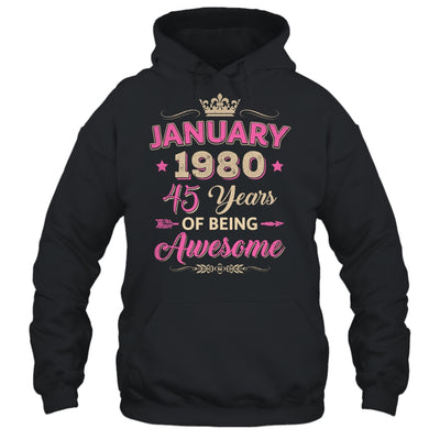 January 1980 45 Years Of Being Awesome Retro 45th Birthday Shirt & Tank Top | siriusteestore
