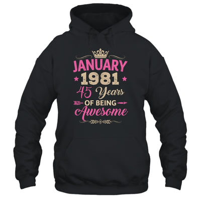 January 1981 45 Years Of Being Awesome Retro 45th Birthday Shirt & Tank Top | siriusteestore
