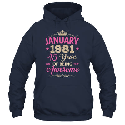 January 1981 45 Years Of Being Awesome Retro 45th Birthday Shirt & Tank Top | siriusteestore