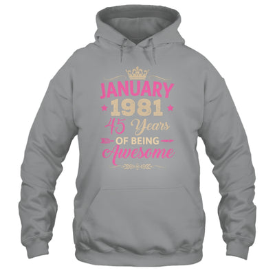 January 1981 45 Years Of Being Awesome Retro 45th Birthday Shirt & Tank Top | siriusteestore