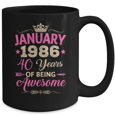 January 1986 40 Years Of Being Awesome Retro 40th Birthday Mug | siriusteestore