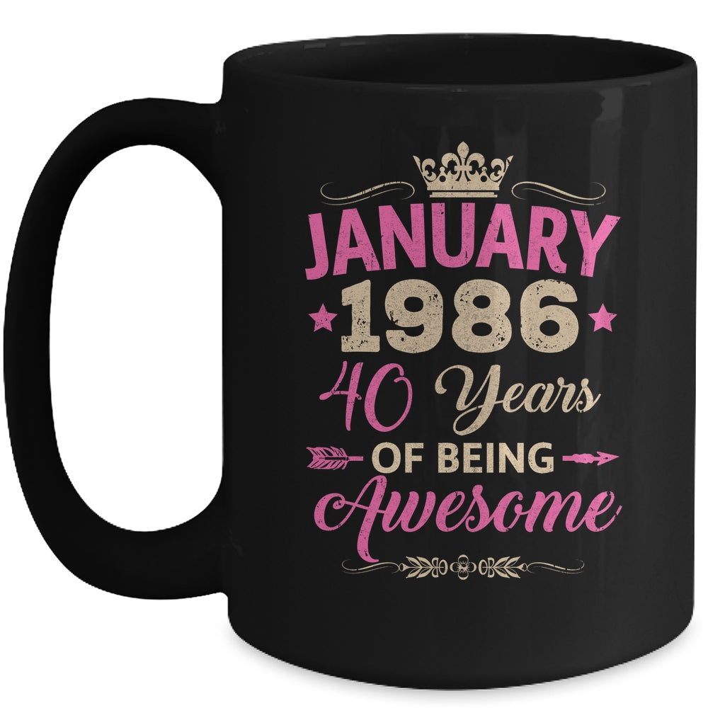 January 1986 40 Years Of Being Awesome Retro 40th Birthday Mug | siriusteestore