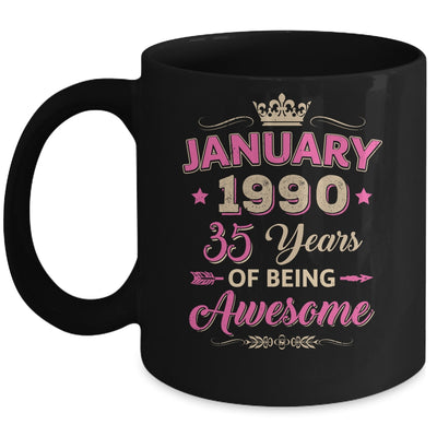 January 1990 35 Years Of Being Awesome Retro 35th Birthday Mug | siriusteestore